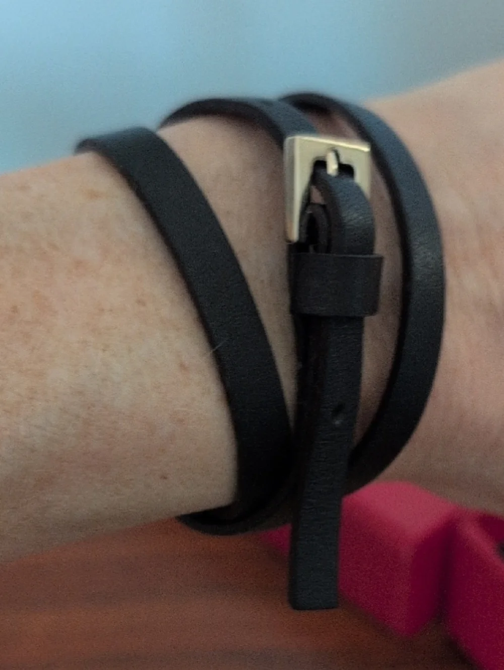 Carolina Herrera Black Leather Wrap Bracelet - Picture 4 of 9